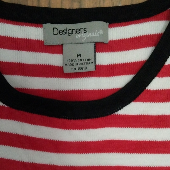 Designers Originals Red and White Striped Top - Picture 2 of 5
